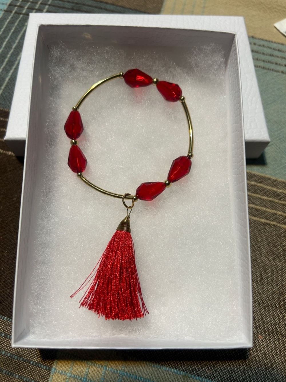 Red Beaded Tassel Bracelet - Elegant Women’s Jewelry